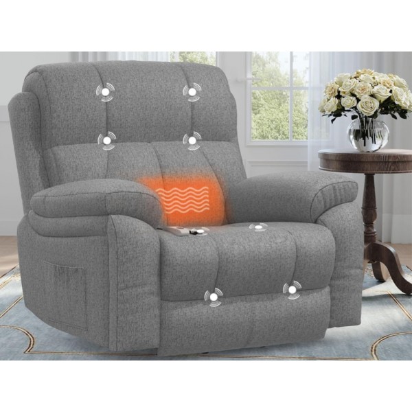 BareTay Lift Chair Recliners for Elderly, Recliner Chair with Massage&Heat, Extended Footrest, Oversized Recliners Armchair Lounge Sofa with Type C+USB Ports