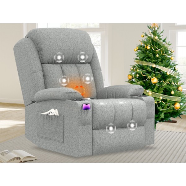 BareTay Lift Chairs Recliner Chairs For the Elderly with Massage & Heat, Extended Footrest Padded Backrest & Seat, USB+Type C Ports, 2 Cup Holders 2 Side Pockets